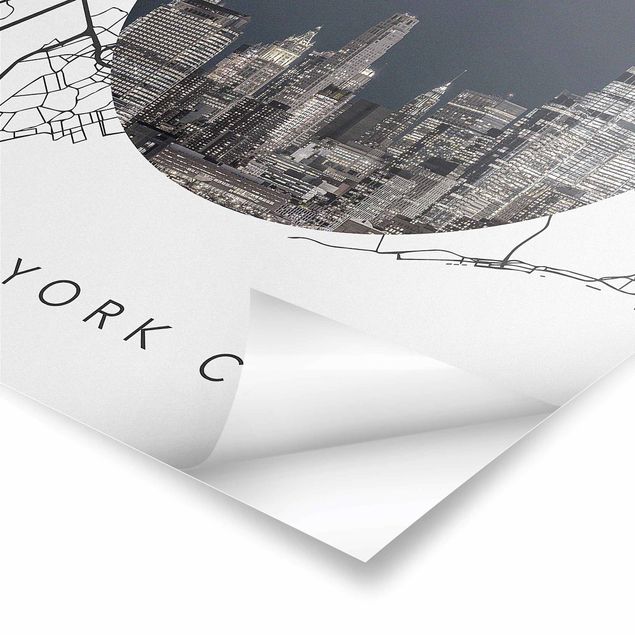 Billeder sort og hvid Map Collage New York City