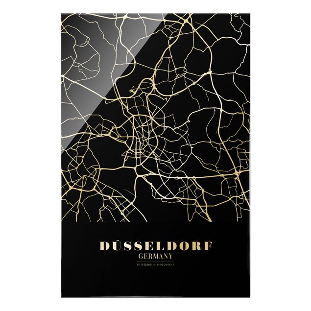 Billeder sort og hvid Dusseldorf City Map - Classic Black