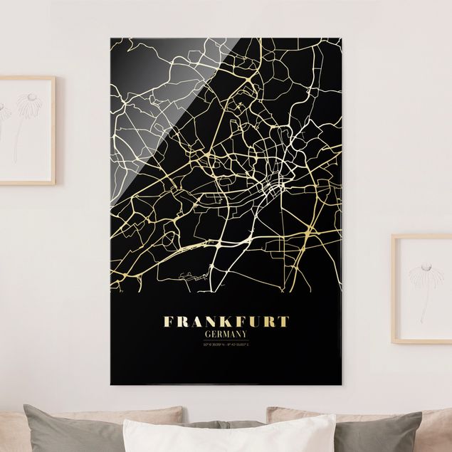 køkken dekorationer Frankfurt City City Map - Classic Black
