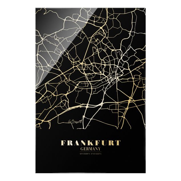Billeder sort og hvid Frankfurt City City Map - Classic Black
