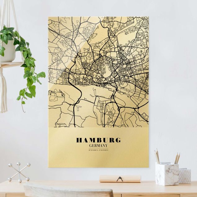 Glasbilleder Hamburg Hamburg City Map - Classic