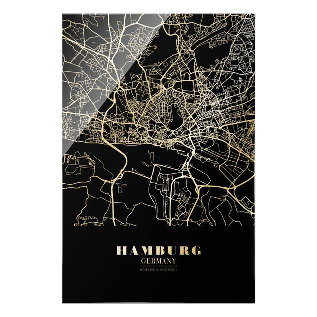 Billeder arkitektur og skyline Hamburg City Map - Classic Black