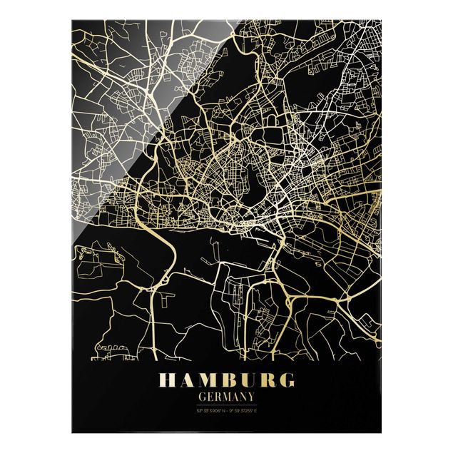 Billeder arkitektur og skyline Hamburg City Map - Classic Black