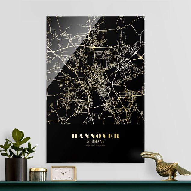 køkken dekorationer Hannover City Map - Classic Black