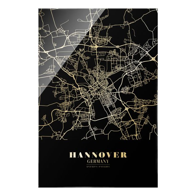 Billeder sort og hvid Hannover City Map - Classic Black