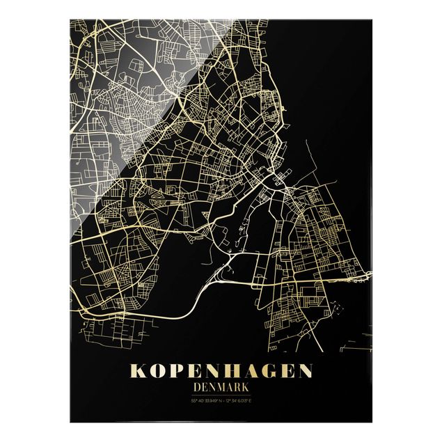 Billeder sort og hvid Copenhagen City Map - Classic Black