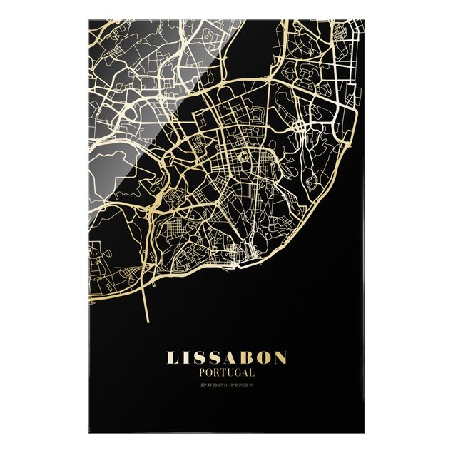 Billeder sort og hvid Lisbon City Map - Classic Black