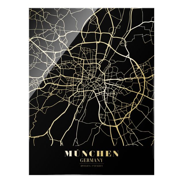 Billeder sort og hvid Munich City Map - Classic Black
