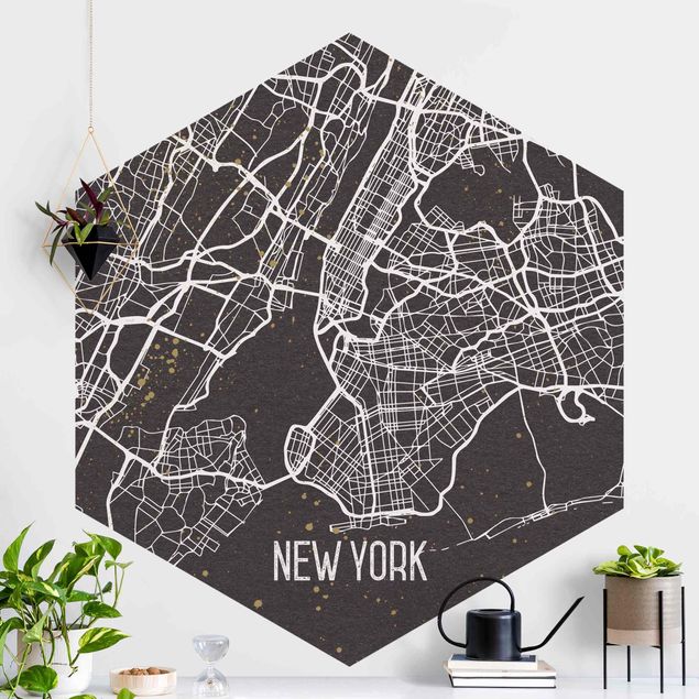 Fototapet New York City Map New York- Retro
