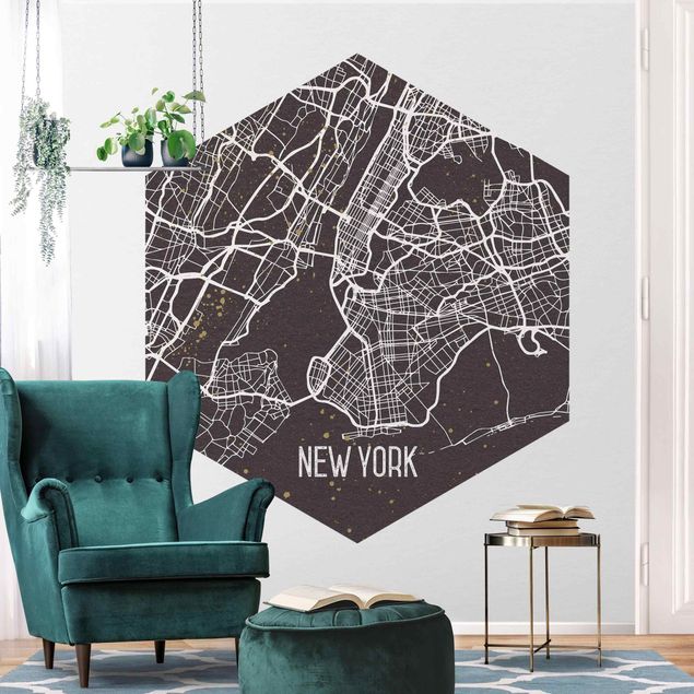 Tapet moderne City Map New York- Retro