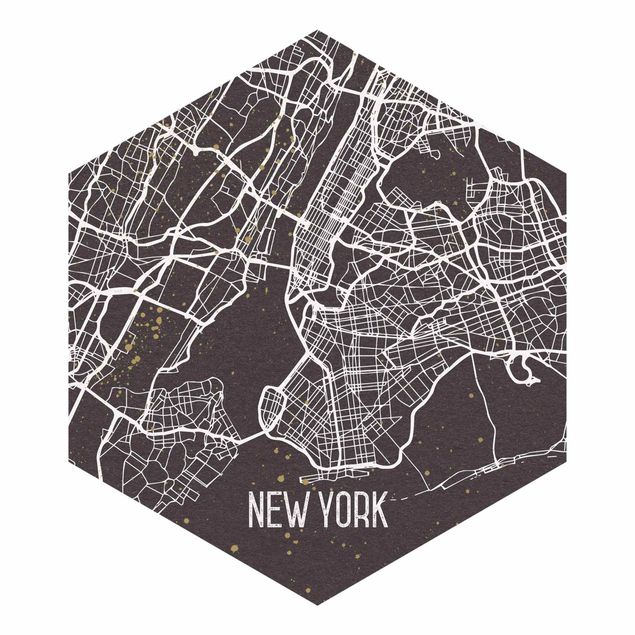 Tapet rød City Map New York- Retro