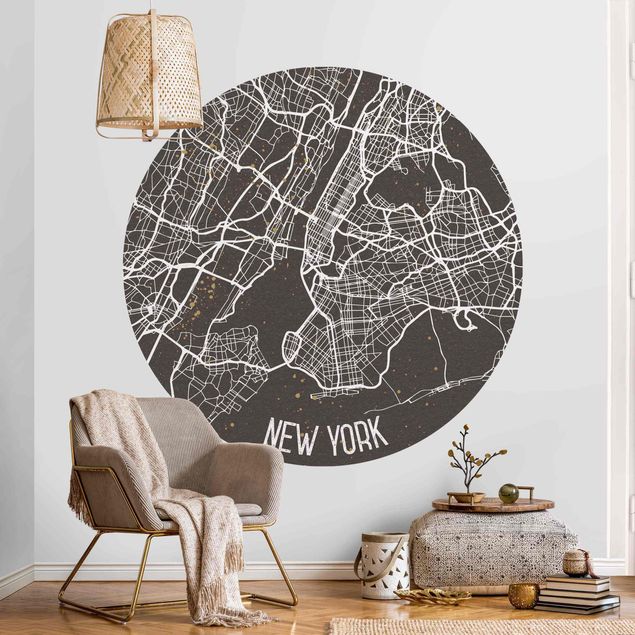 New York tapet  City Map New York- Retro