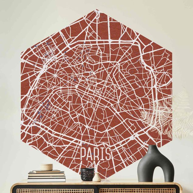 Tapet Paris City Map Paris - Retro