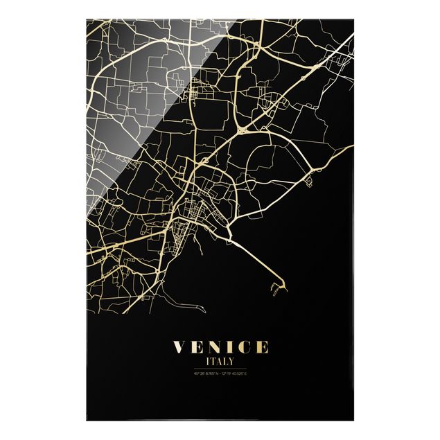 Billeder sort og hvid Venice City Map - Classic Black