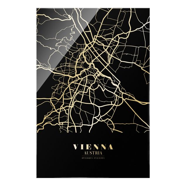 Billeder sort og hvid Vienna City Map - Classic Black