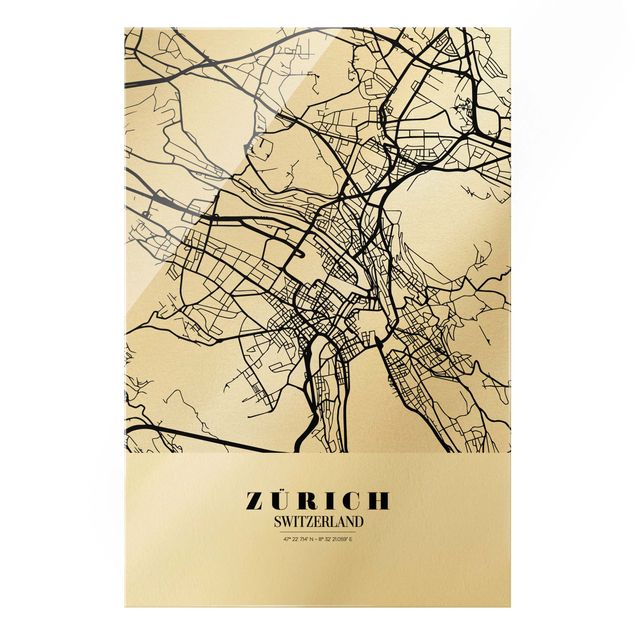 Billeder sort og hvid Zurich City Map - Classic