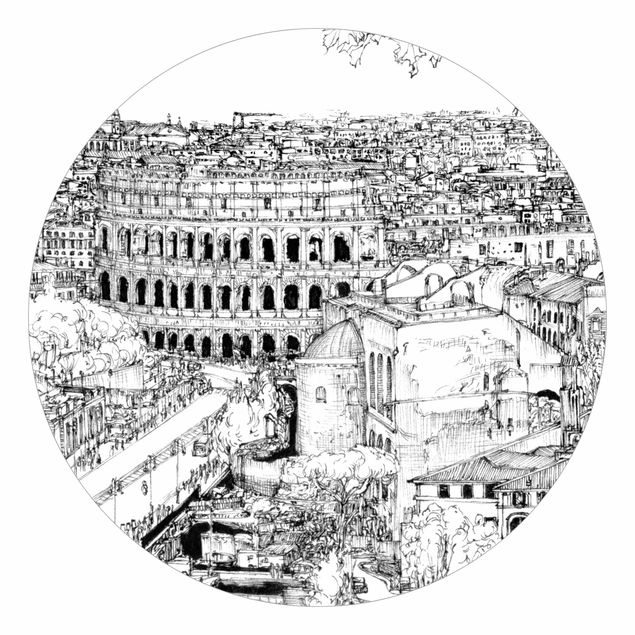 Fototapet sort og hvid City Study - Rome