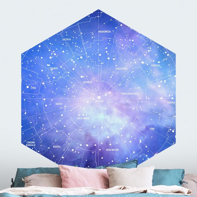 Fototapet himmel Stelar Constellation Star Chart