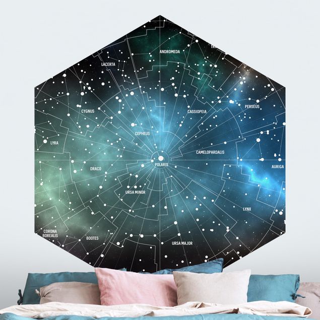 Fototapet himmel Stellar Constellation Map Galactic Nebula