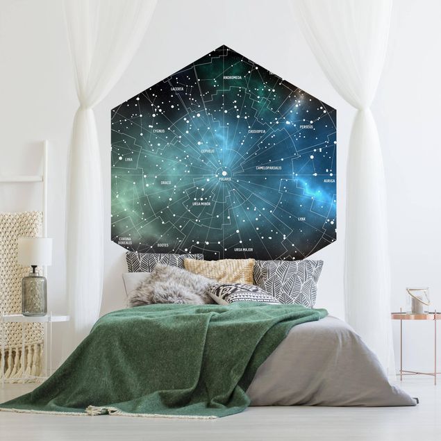 Moderne tapet Stellar Constellation Map Galactic Nebula