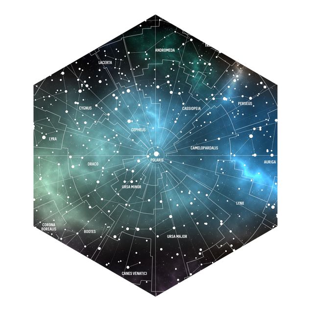 Fototapet blå Stellar Constellation Map Galactic Nebula