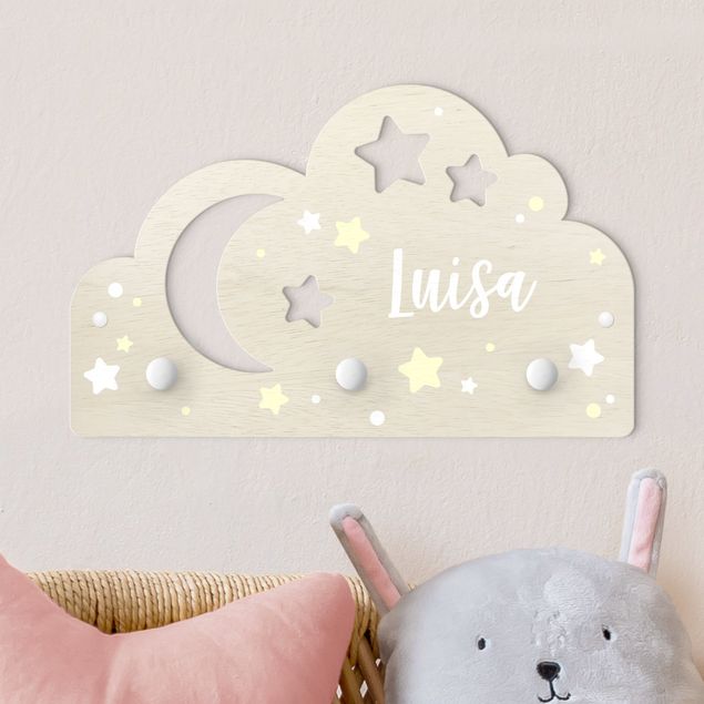 Børneværelse deco Starry Cloud And Moon With Customised Name