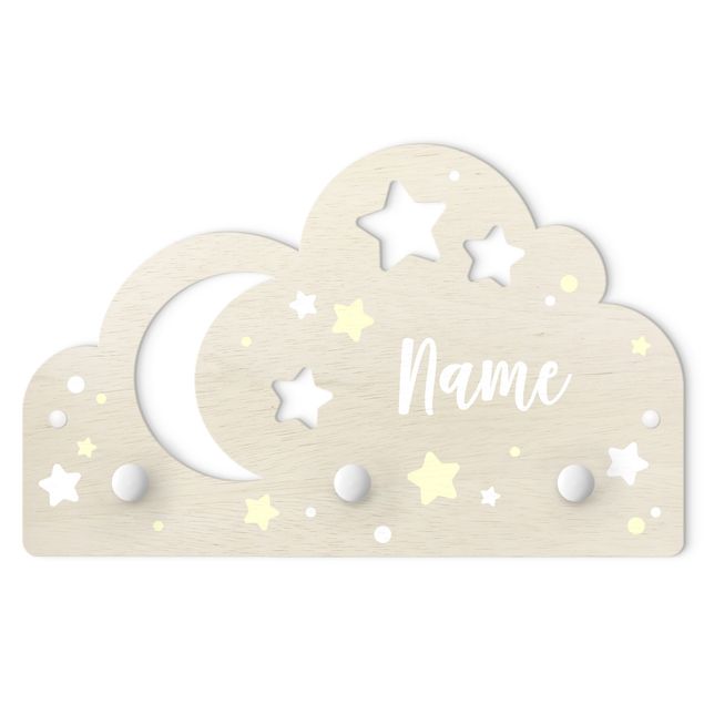 Knagerækker Starry Cloud And Moon With Customised Name