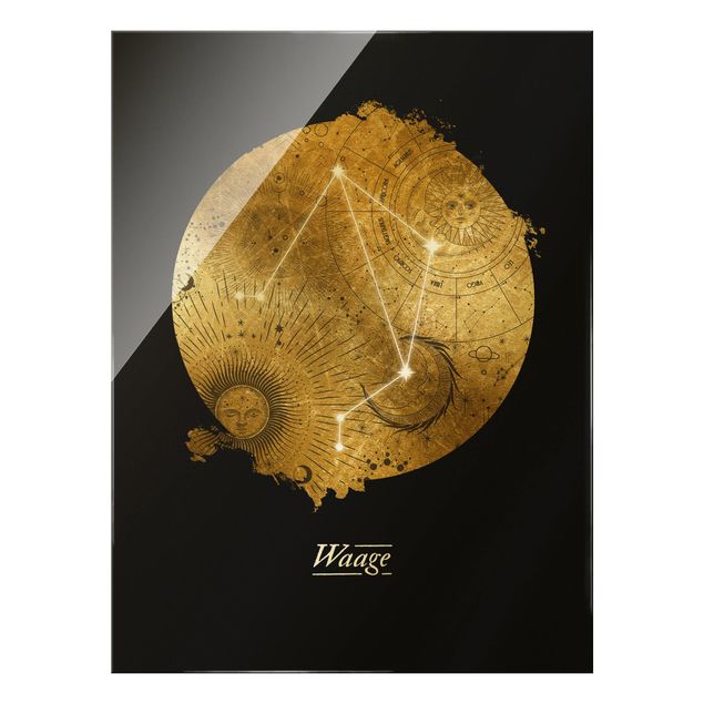 Glas magnettavla Zodiac Sign Libra Gray Gold