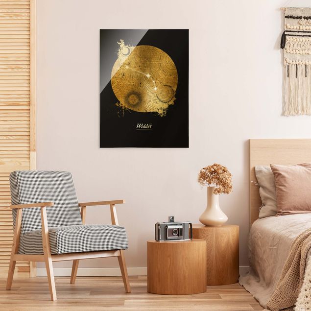 Billeder moderne Zodiac Sign Aries Gray Gold