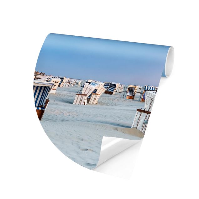 Fototapet arkitektur og skyline Beach Chairs On The North Sea Beach