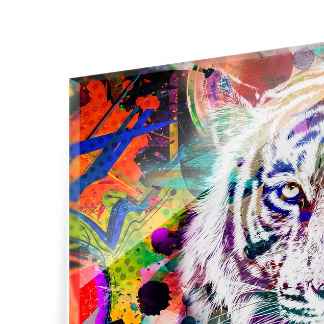 Glas magnettavla Street Art Tiger