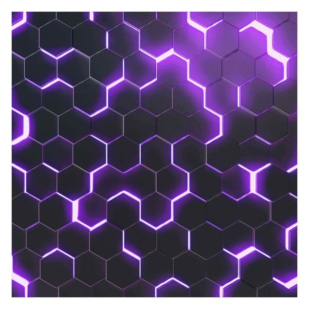 Tapet Structured Hexagons With Neon Light In Purple