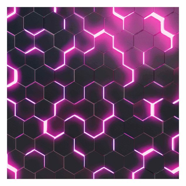 Tapet Structured Hexagons With Neon Light In Pink