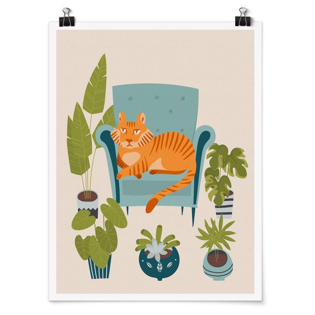 Plakater dyr Domestic Mini Tiger Illustration