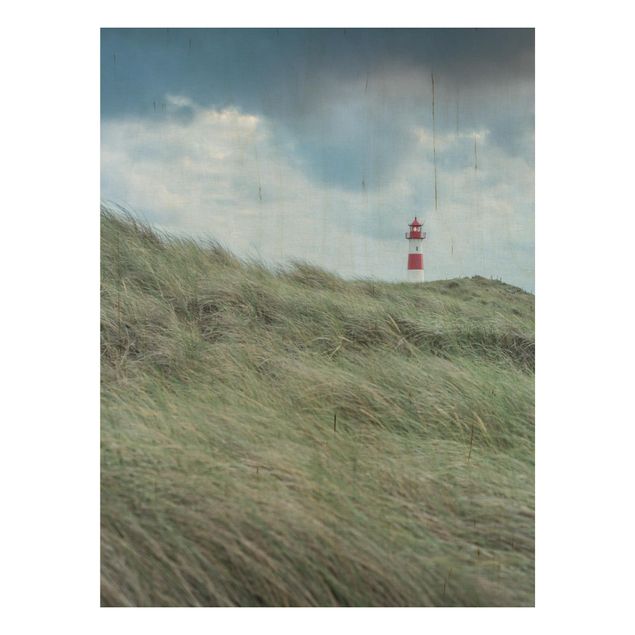 Prints på træ landskaber Stormy Times At The Lighthouse