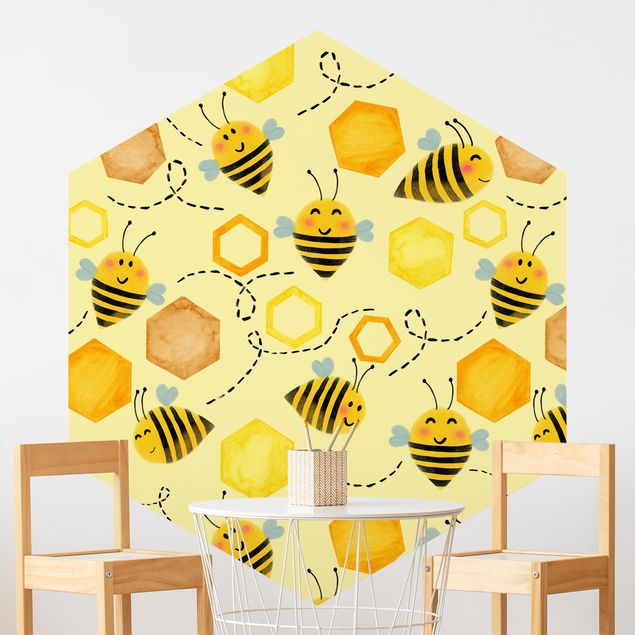 Børneværelse deco Sweet Honey With Bees Illustration
