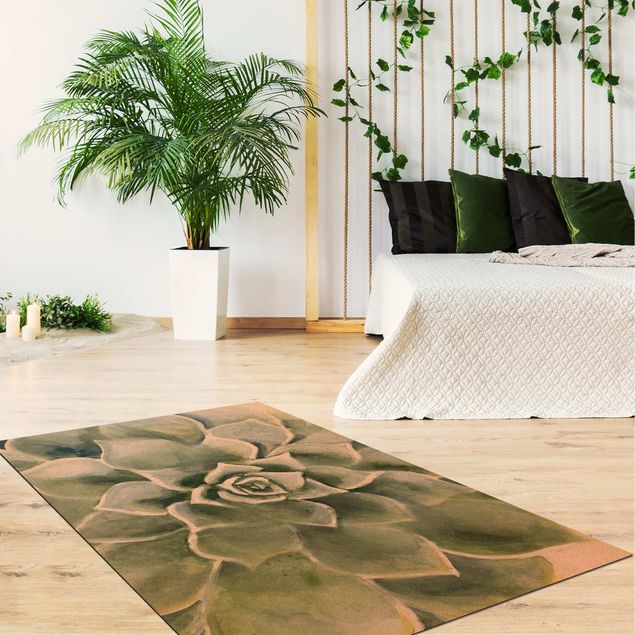 Blomstret tæppe Succulent Plant Watercolour Dark