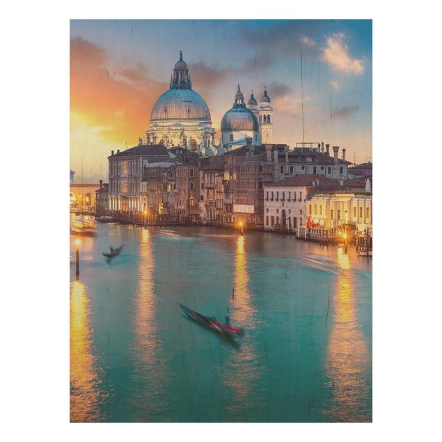 Prints på træ landskaber Sunset in Venice