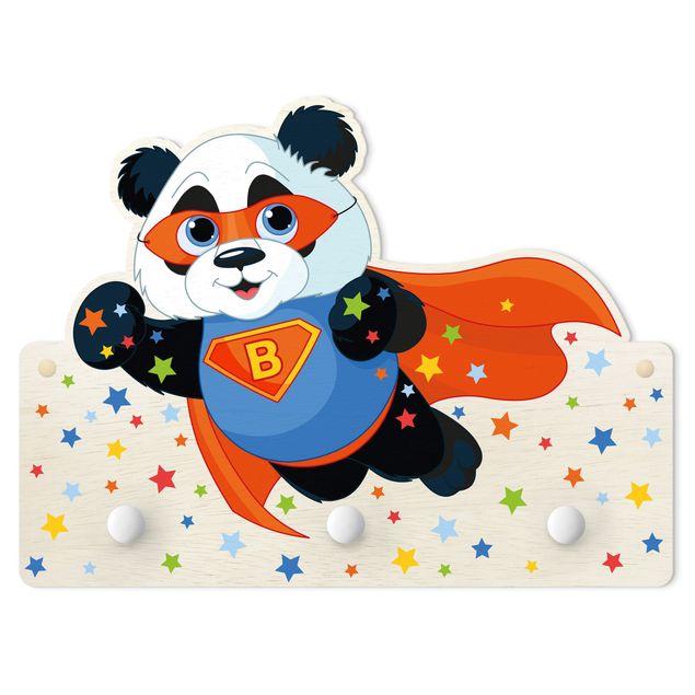 Knagerækker farvet Super Panda With Desired Letters