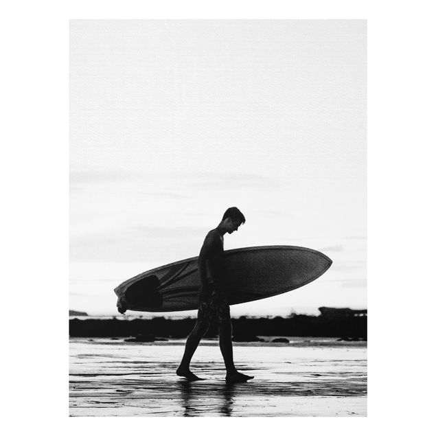 Glasbilleder sort og hvid Shadow Surfer Boy In Profile