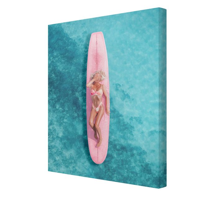 Billeder natur Surfer Girl With Pink Board