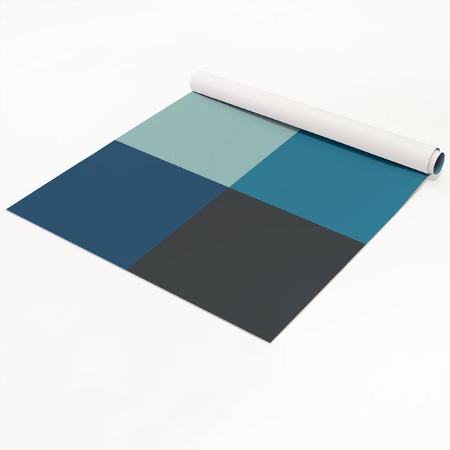 Møbelfolier skabe Deep Sea 4 Squares Set - Pastel Turquoise Teal Prussian Blue Moon Gray