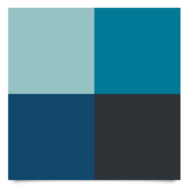 Møbelfolier sideborde Deep Sea 4 Squares Set - Pastel Turquoise Teal Prussian Blue Moon Gray