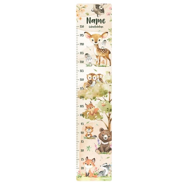 Wallstickers bjørne Animals from the forest watercolour with custom name