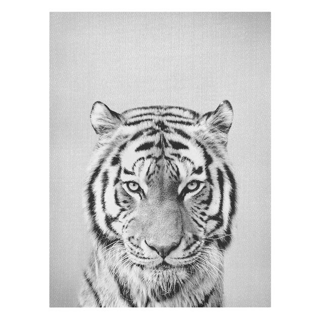 Billeder på lærred sort og hvid Tiger Tiago Black And White