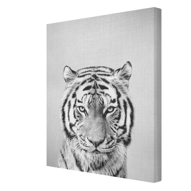 Billeder på lærred dyr Tiger Tiago Black And White