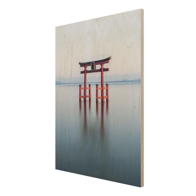 Prints på træ Torii In Water