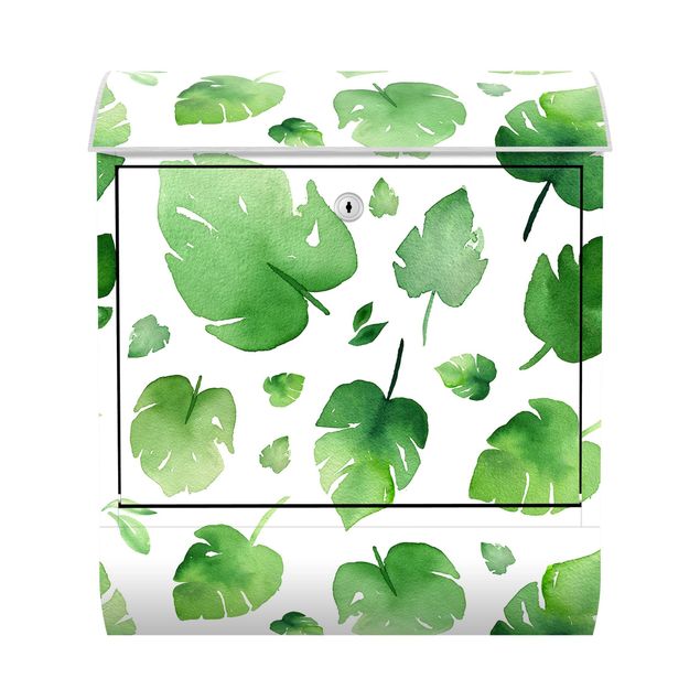 Postkasser grøn Tropical Green Watercolour Leaves