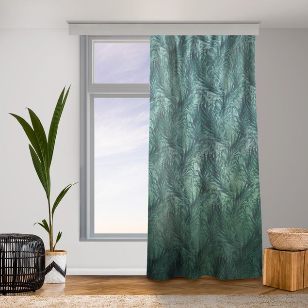 gardiner moderne Tropical Palm Leaves With Gradient Turquoise