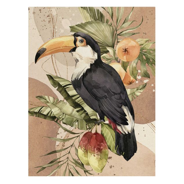 Billeder på lærred guld Tropical Birds - Toucan